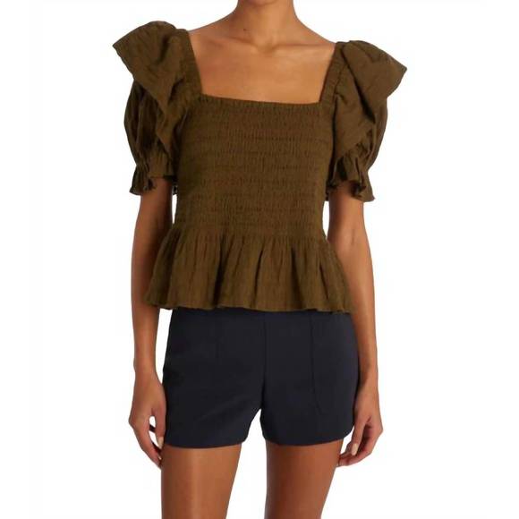 NEW MARIE OLIVER lala top in juniper green - Picture 1 of 4